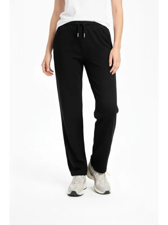 Kadın Düz Paça Beli Lastikli İpli Günlük Spor Eşofman Altı Rahat Fit - Siyah