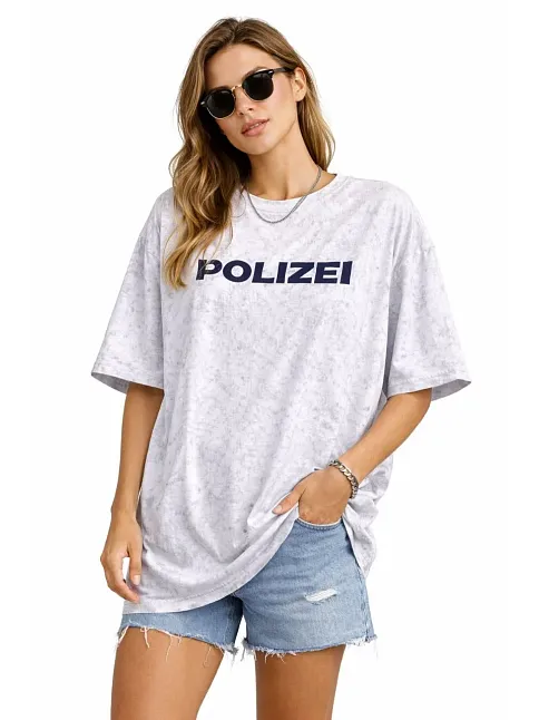 Kadın Asit Yıkamalı Oversize Tişört Ön Ve Arkası Baskılı %100 Pamuk Street Style T-shirt - Beyaz