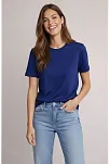 Osy Modal Yumuşak Dokulu Kumaş Kadın Bisiklet Yaka T-shirt - Lacivert