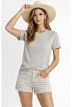 Osy Modal Yumuşak Dokulu Kumaş Kadın Bisiklet Yaka T-shirt - Gri