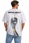 Erkek Asit Yıkamalı Oversize Tişört Ön Ve Arkası Baskılı %100 Pamuk Street Style T-shirt - Beyaz
