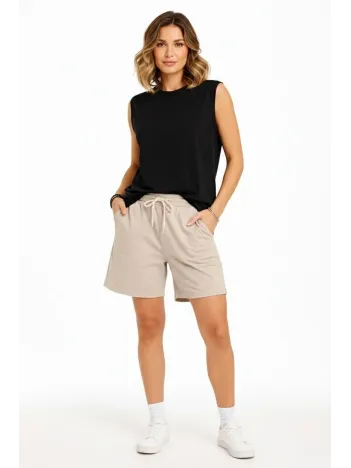 Oversize Kadın Atlet Salaş Kalıp Bisiklet Yaka Basic Yazlık Spor Bluz - Siyah