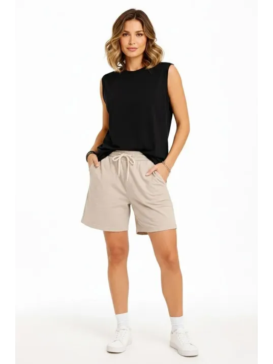 Oversize Kadın Atlet Salaş Kalıp Bisiklet Yaka Basic Yazlık Spor Bluz - Siyah