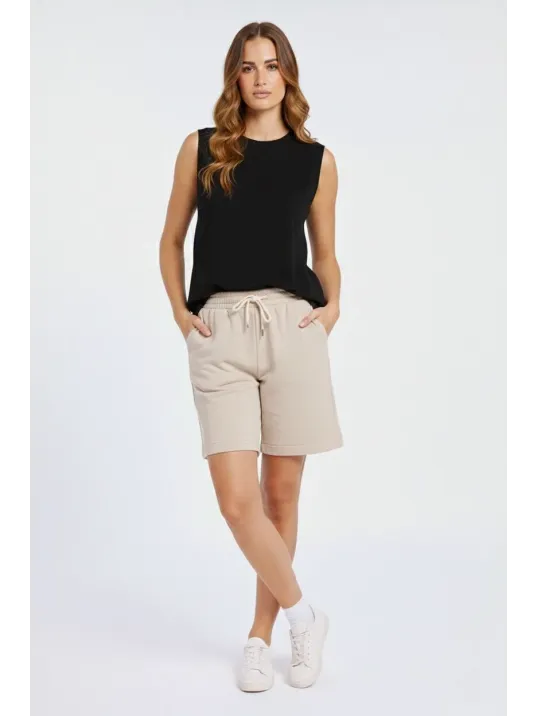 Oversize Kadın Atlet Salaş Kalıp Bisiklet Yaka Basic Yazlık Spor Bluz - Siyah