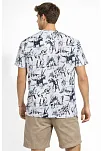 Erkek Beyaz Dinozor Desenli Tişört – Regular Fit, Bisiklet Yaka, Dijital Baskılı Pamuklu T-shirt - Beyaz