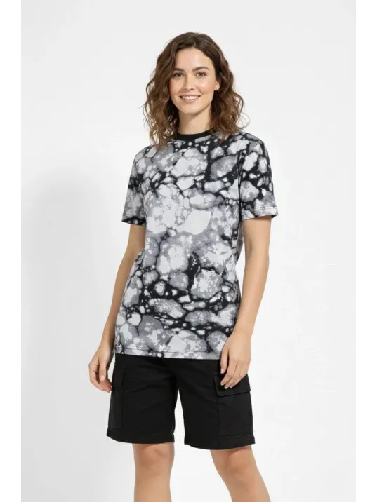 Kadın Siyah Gri Taş Desenli Tişört – Regular Kalıp, Bisiklet Yaka, Dijital Baskılı Modern Tasarım T-shirt - Siyah Kadın Siyah Gri Taş Desenli Tişört – Regular Kalıp, Bisiklet Yaka, Dijital Baskılı Modern Tasarım T-shirt - Siyah