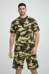 Erkek Kamuflaj Desenli Tişört Şort Takım – Regular Fit Günlük Spor 2’li Yazlık Kombin - Kamuflaj