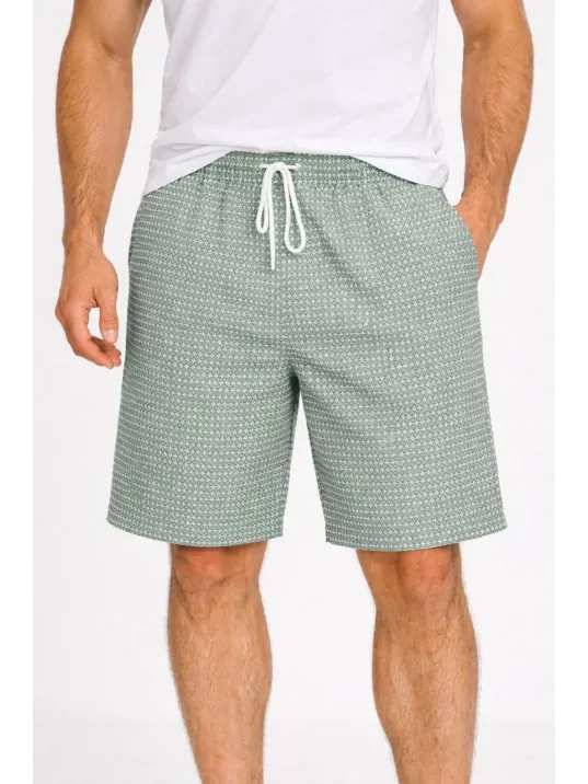 Erkek Pötikareli Şort – Beli Lastikli Bağcıklı, Cepli, Rahat Kesim Günlük Yazlık Şort - Mint Yeşili Erkek Pötikareli Şort – Beli Lastikli Bağcıklı, Cepli, Rahat Kesim Günlük Yazlık Şort - Mint Yeşili