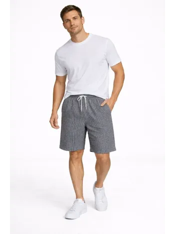 Erkek Pötikareli Şort – Beli Lastikli Bağcıklı, Cepli, Rahat Kesim Günlük Yazlık Şort - Füme