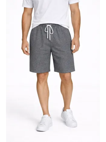 Erkek Pötikareli Şort – Beli Lastikli Bağcıklı, Cepli, Rahat Kesim Günlük Yazlık Şort - Füme