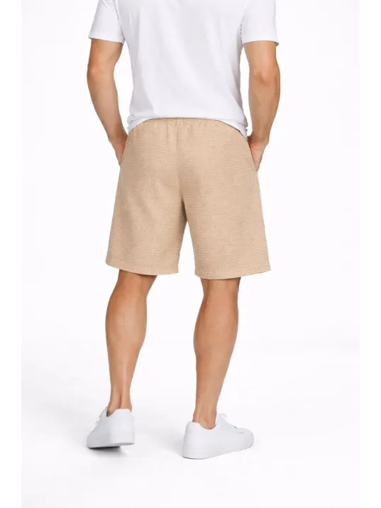 Erkek Pötikareli Şort – Beli Lastikli Bağcıklı, Cepli, Rahat Kesim Günlük Yazlık Şort - Bej Erkek Pötikareli Şort – Beli Lastikli Bağcıklı, Cepli, Rahat Kesim Günlük Yazlık Şort - Bej