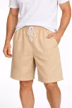 Erkek Pötikareli Şort – Beli Lastikli Bağcıklı, Cepli, Rahat Kesim Günlük Yazlık Şort - Bej Erkek Pötikareli Şort – Beli Lastikli Bağcıklı, Cepli, Rahat Kesim Günlük Yazlık Şort - Bej