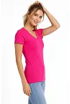 Kadın T-shirt V Yaka Slim Fit Likralı Tişört Günlük Basic Body - Pembe