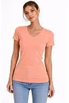 Kadın T-shirt V Yaka Slim Fit Likralı Tişört Günlük Basic Body - Toz Pembe