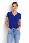 Kadın T-shirt V Yaka Slim Fit Likralı Tişört Günlük Basic Body - İndigo