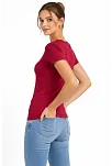 Kadın T-shirt V Yaka Slim Fit Likralı Tişört Günlük Basic Body - Bordo