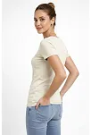 Kadın T-shirt V Yaka Slim Fit Likralı Tişört Günlük Basic Body - Taş