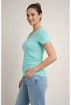 Kadın T-shirt V Yaka Slim Fit Likralı Tişört Günlük Basic Body - Turkuvaz