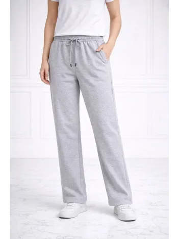 Kadın Düz Paça Beli Lastikli İpli Günlük Spor Eşofman Altı Rahat Fit - Gri