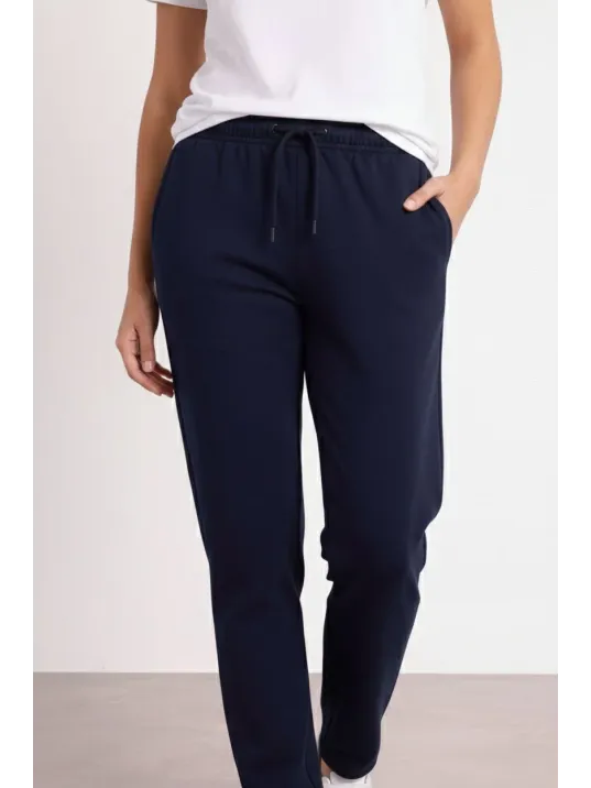 Kadın Düz Paça Beli Lastikli İpli Günlük Spor Eşofman Altı Rahat Fit - Lacivert