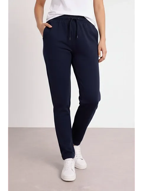 Kadın Düz Paça Beli Lastikli İpli Günlük Spor Eşofman Altı Rahat Fit - Lacivert