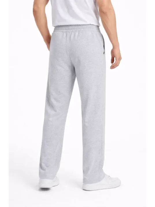 Erkek Düz Paça Beli Lastikli İpli Günlük Spor Eşofman Altı Rahat Fit - Gri