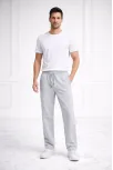 Erkek Düz Paça Beli Lastikli İpli Günlük Spor Eşofman Altı Rahat Fit - Gri