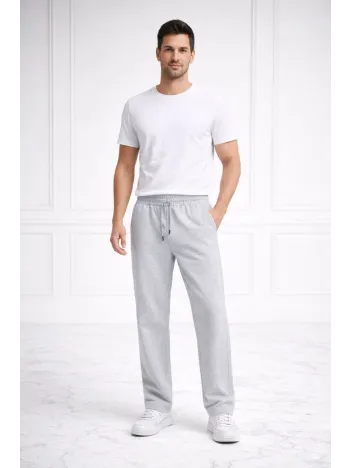 Erkek Düz Paça Beli Lastikli İpli Günlük Spor Eşofman Altı Rahat Fit - Gri