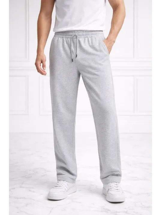 Erkek Düz Paça Beli Lastikli İpli Günlük Spor Eşofman Altı Rahat Fit - Gri