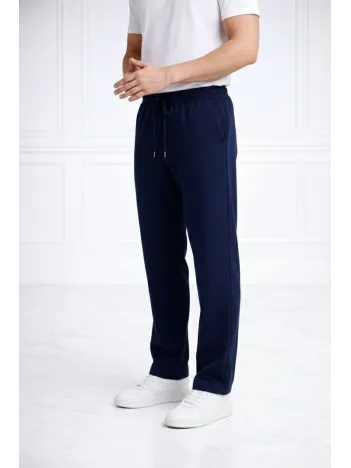 Erkek Düz Paça Beli Lastikli İpli Günlük Spor Eşofman Altı Rahat Fit - Lacivert