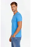 Erkek T-shirt V Yaka Slim Fit Dar Kesim Likralı Tişört Günlük Basic Body - Açık Mavi
