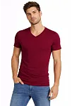 Erkek T-shirt V Yaka Slim Fit Dar Kesim Likralı Tişört Günlük Basic Body - Bordo