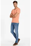 Erkek T-shirt V Yaka Slim Fit Dar Kesim Likralı Tişört Günlük Basic Body - Toz Pembe