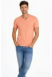 Erkek T-shirt V Yaka Slim Fit Dar Kesim Likralı Tişört Günlük Basic Body - Toz Pembe