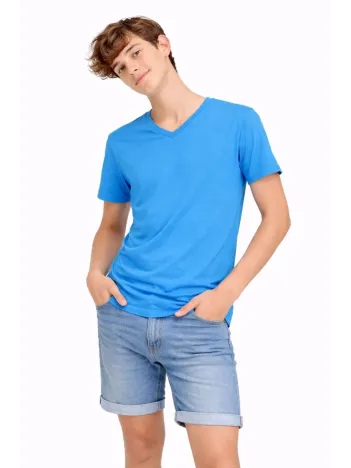 Genç Erkek Çocuk V Yaka Tişört Yazlık Model Günlük Basic Body - Açık Mavi Genç Erkek Çocuk V Yaka Tişört Yazlık Model Günlük Basic Body - Açık Mavi