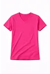 Genç Erkek Çocuk V Yaka Tişört Yazlık Model Günlük Basic Body - Pembe