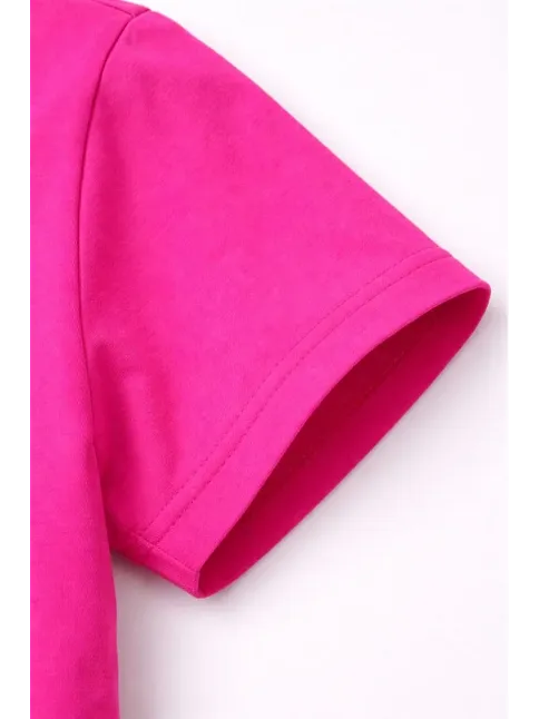 Genç Erkek Çocuk V Yaka Tişört Yazlık Model Günlük Basic Body - Pembe