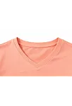 Genç Erkek Çocuk V Yaka Tişört Yazlık Model Günlük Basic Body - Toz Pembe