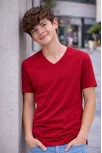 Genç Erkek Çocuk V Yaka Tişört Yazlık Model Günlük Basic Body - Bordo