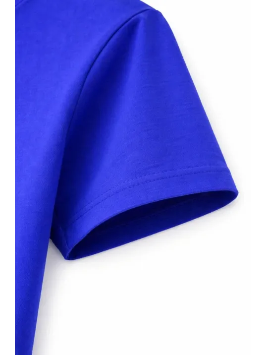 Genç Erkek Çocuk V Yaka Tişört Yazlık Model Günlük Basic Body - Saks Mavisi