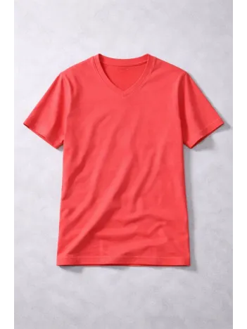 Genç Erkek Çocuk V Yaka Tişört Yazlık Model Günlük Basic Body - Nar Çiçeği Genç Erkek Çocuk V Yaka Tişört Yazlık Model Günlük Basic Body - Nar Çiçeği