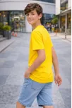 Genç Erkek Çocuk V Yaka Tişört Yazlık Model Günlük Basic Body - Sarı