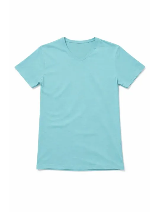 Genç Erkek Çocuk V Yaka Tişört Yazlık Model Günlük Basic Body - Turkuvaz