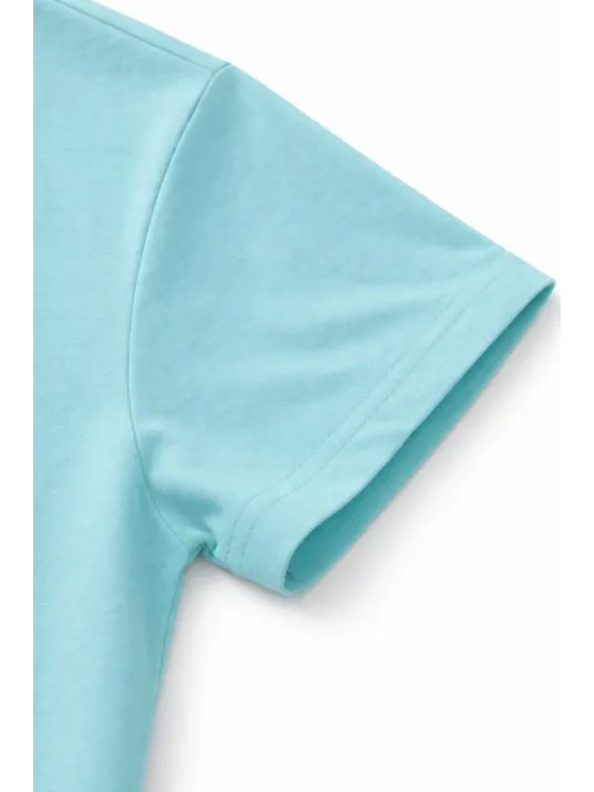 Genç Erkek Çocuk V Yaka Tişört Yazlık Model Günlük Basic Body - Turkuvaz