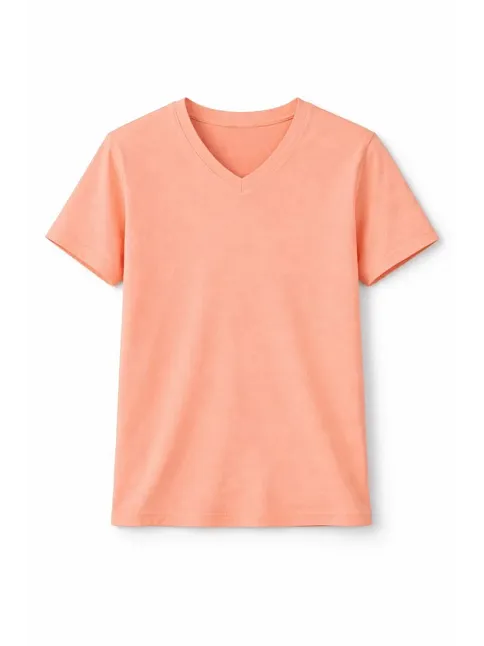 Genç Kız Çocuk V Yaka Tişört Yazlık Model Günlük Basic Body - Toz Pembe