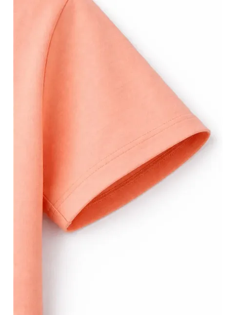 Genç Kız Çocuk V Yaka Tişört Yazlık Model Günlük Basic Body - Toz Pembe