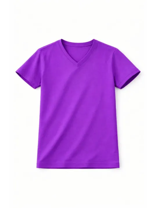 Genç Kız Çocuk V Yaka Tişört Yazlık Model Günlük Basic Body - Mor Genç Kız Çocuk V Yaka Tişört Yazlık Model Günlük Basic Body - Mor