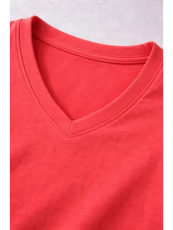 Genç Kız Çocuk V Yaka Tişört Yazlık Model Günlük Basic Body - Nar Çiçeği Genç Kız Çocuk V Yaka Tişört Yazlık Model Günlük Basic Body - Nar Çiçeği