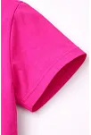 Genç Kız Çocuk V Yaka Tişört Yazlık Model Günlük Basic Body - Pembe