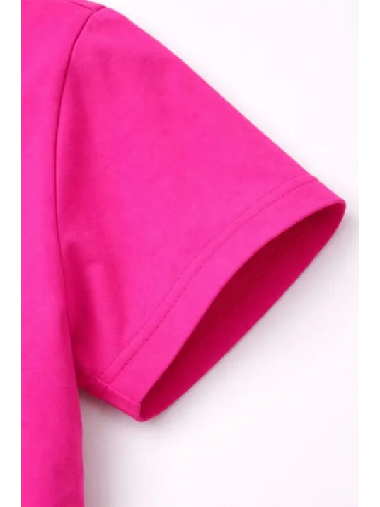 Genç Kız Çocuk V Yaka Tişört Yazlık Model Günlük Basic Body - Pembe